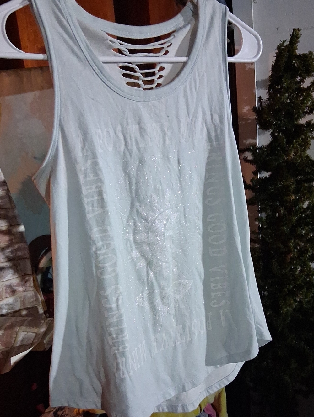 Women’s XS Cold Crush Light Blue Graphic Tank Top with Cutout Back